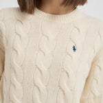 Maglia donna girocollo a treccia panna 211A91216 002 RALPH LAUREN 