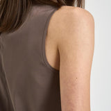 Top donna smanicato plissettato marrone A08634 07325151 PESERICO 