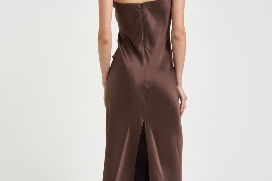 Abito donna satinato marrone 14555 3093 FORTE FORTE 