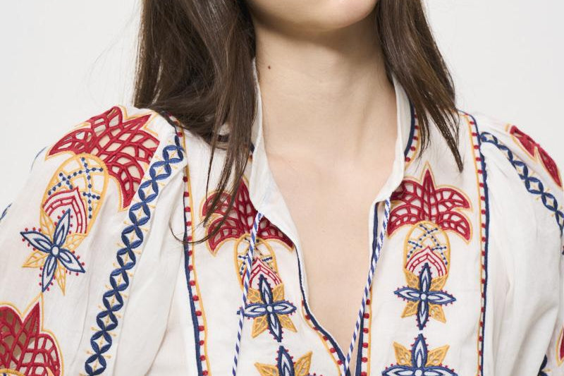 Camicia donna fantasia ricamata 332385 MARYS FARM RIO GLOBAL 