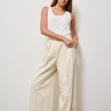 Pantalone donna Lou a palazzo gessato panna 10863 MTL66 ANINE BING 