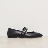 Ballerina donna Uma Eyelet nera con borchie RKLS08FL159 BLACK AEYDE 
