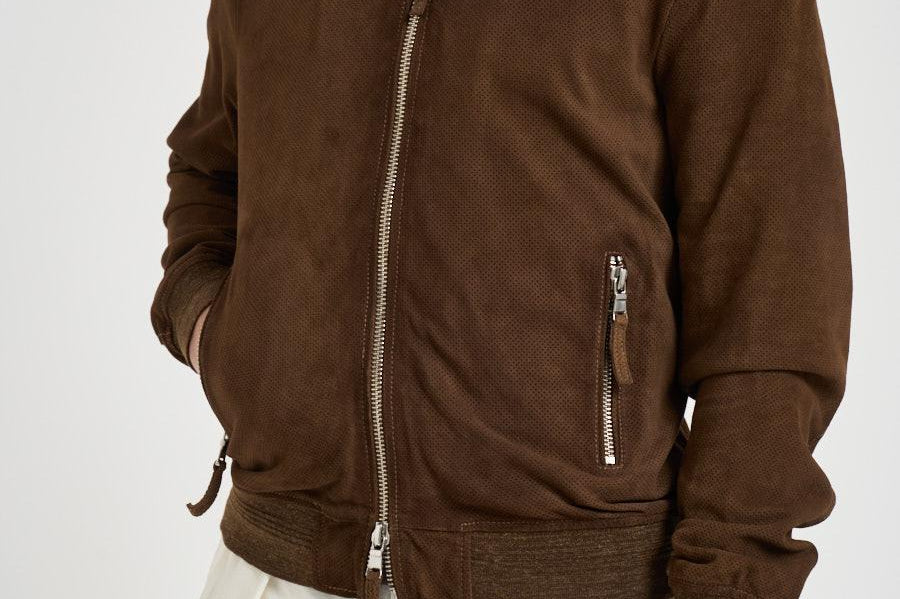 Giubbotto uomo in pelle marrone QUENTIN SUEDE85 THE JACK LEATHERS 