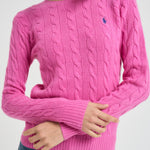Maglia donna girocollo a treccia rosa 211971865 008 RALPH LAUREN 