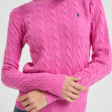 Maglia donna girocollo a treccia rosa 211971865 008 RALPH LAUREN 