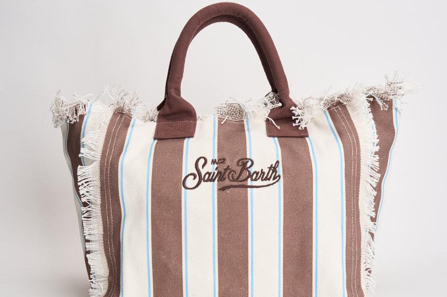 Borsa donna Vanity a righe bianca  marrone VANITY 02597L MC2 SAINT BARTH 