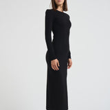 Abito donna lungo con spacco nero D550909 LIME013NERO P.a.r.o.s.h. 