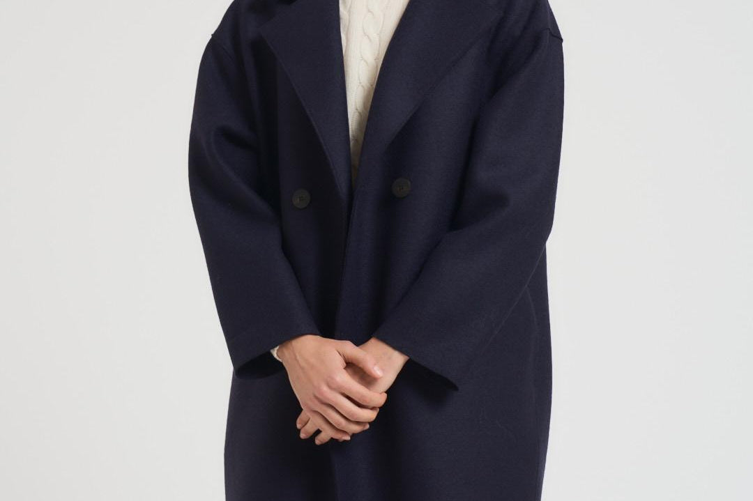 Cappotto donna doppiopetto blu AC1487 MLK358 HARRIS WHARF LONDON 