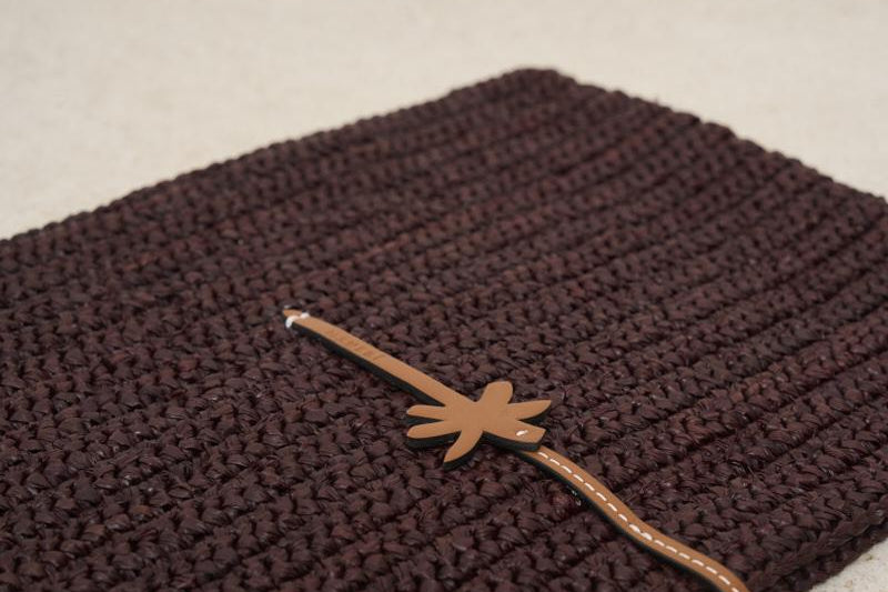 Clutch donna in rafia marrone V7.4AF CHOCOLATE MANEBI' 