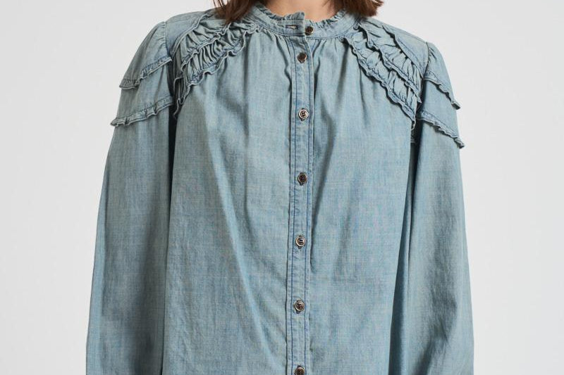 Blusa donna Milya in denim chiaro HT0677FA C3G05E30BU MARANT ETOILE 
