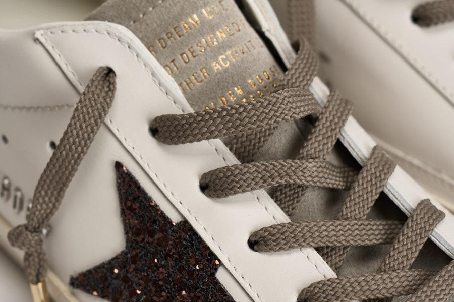 Sneakers donna Super Star bianche e glitter marroni GWF00101 F00812212386 GOLDEN GOOSE 