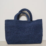 Borsa donna a mano in rafia blu V3.3EV VINTAGENAVY MANEBI' 