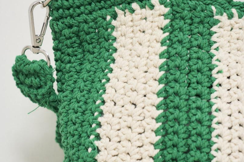Borsa donna crochet a righe verde CROCHETBAGMINI 00193H MC2 SAINT BARTH 