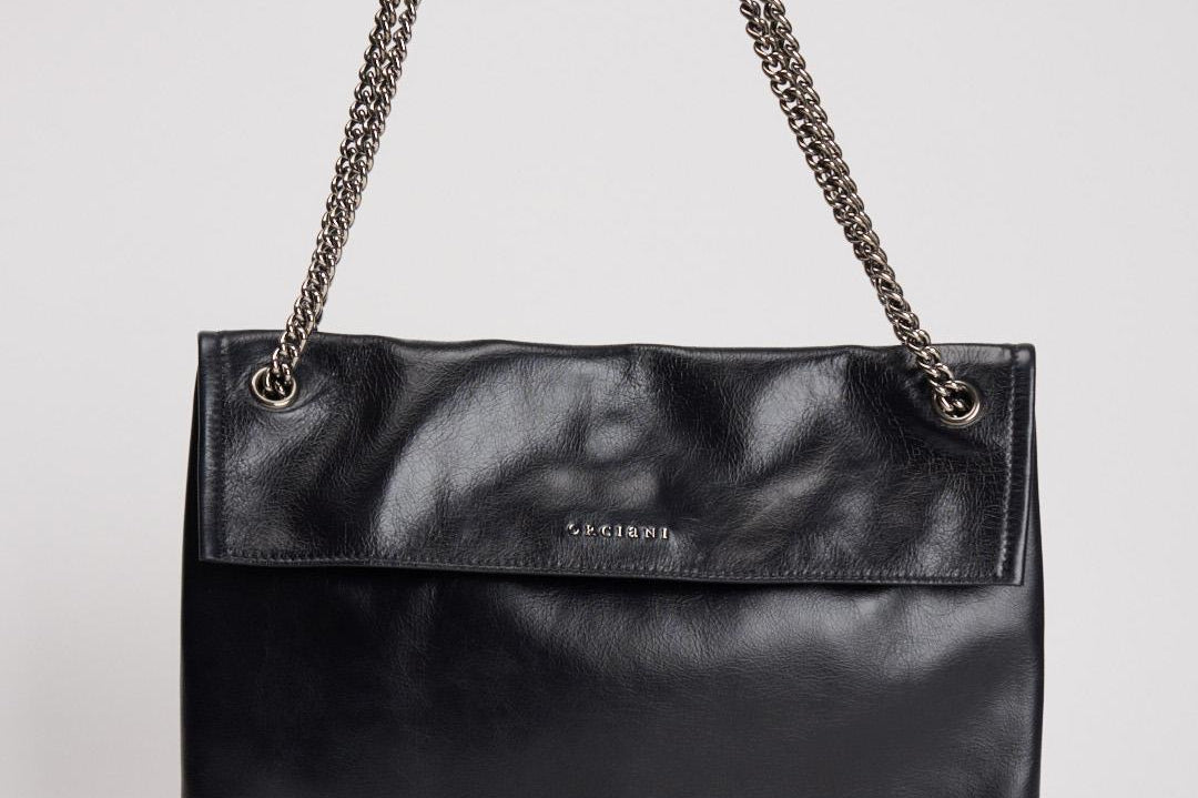 Borsa donna Venus Gotham Large a spalla in pelle lucida nera B02212GOT NERO ORCIANI 