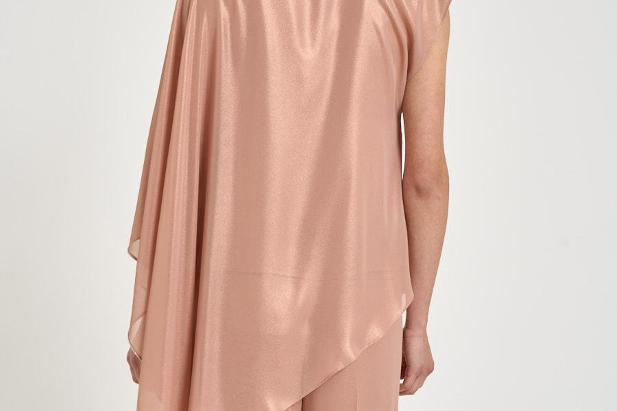 Camicia donna monospalla fluida rosa E06410 157 PESERICO 