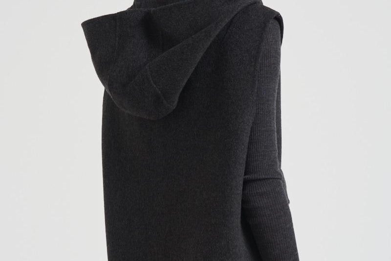 Capospalla a gilet con cappuccio in lana donna D410577 LEAK020ANTRACITE P.a.r.o.s.h. 