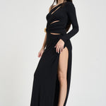 Abito donna lungo cut out nero ABR25 110 ELISABETTA FRANCHI 