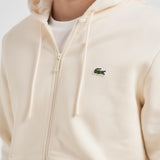 Felpa uomo con cappuccio in pile panna SH9626 XFJ LACOSTE 