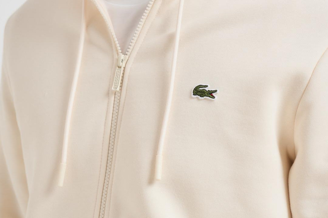 Felpa uomo con cappuccio in pile panna SH9626 XFJ LACOSTE 
