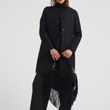 Cappotto donna monopetto nero AE1215 MLK199 HARRIS WHARF LONDON 