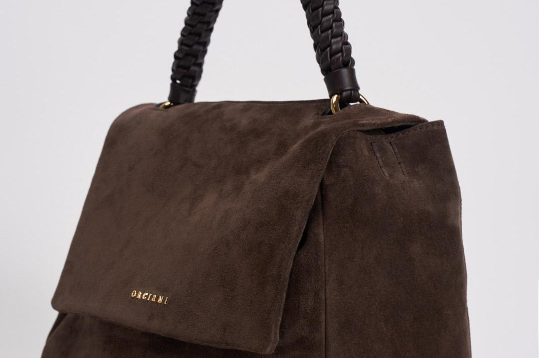 Borsa donna Sveva Peach Media a spalla in suede con tracolla moro BT2006PEO TMORO ORCIANI 