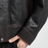 Giacca uomo in pelle nera GMP02531 P00230140249 GOLDEN GOOSE 