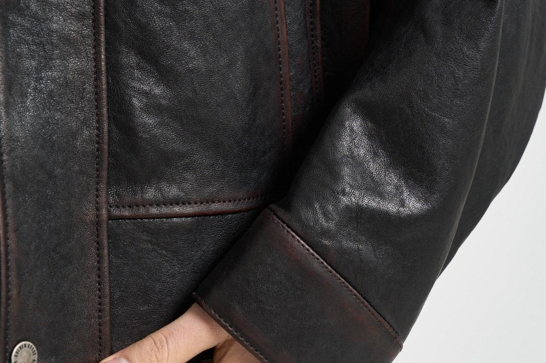 Giacca uomo in pelle nera GMP02531 P00230140249 GOLDEN GOOSE 