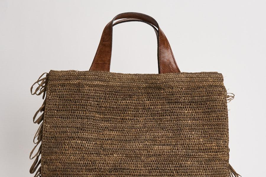 Borsa donna Onja in rafia marrone ONJA DARKTEA IBELIV 