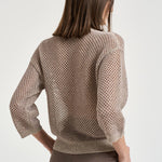 Maglia donna traforata tortora A99083F07 9106B49B PESERICO 