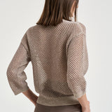 Maglia donna traforata tortora A99083F07 9106B49B PESERICO 