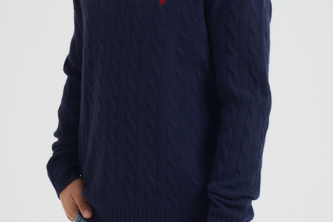 Maglia uomo a treccia blu 710876762 002 RALPH LAUREN 