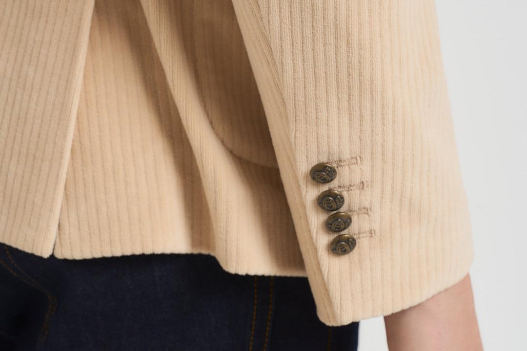 Giacca uomo doppiopetto in velluto panna CN4963 G1058 CIRCOLO 1901 