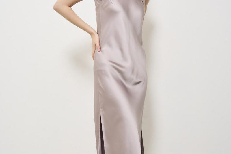 Abito donna midi satinato rosa AB000037D 1985 HERNO 