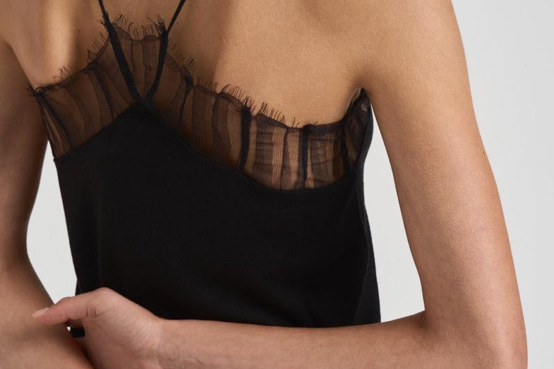 Top in seta con dettagli pizzo donna MAELLY BLACK IRO 