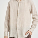 Camicia uomo Pamplona in lino beige chiaro LINEN 10H MC2 SAINT BARTH 