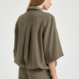 Blusa donna maniche a tre quarti verde militare TYC01 OLIVA NINE IN THE MORNING 