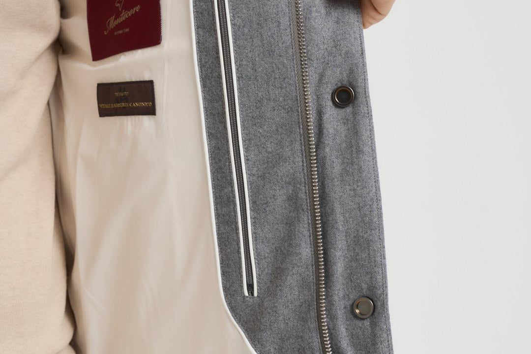 Piumino uomo trapuntato in lana grigio F09MUCX742 27795 MONTECORE 