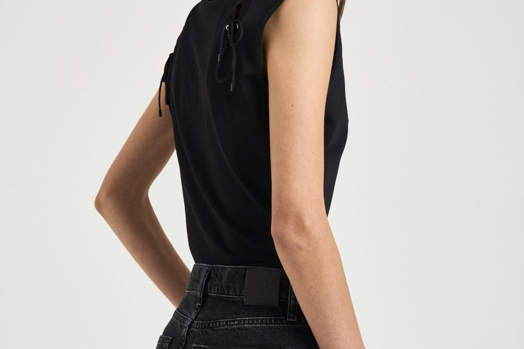 Top donna con lacci nero<BR/> FELICINE BLA0126S IRO 