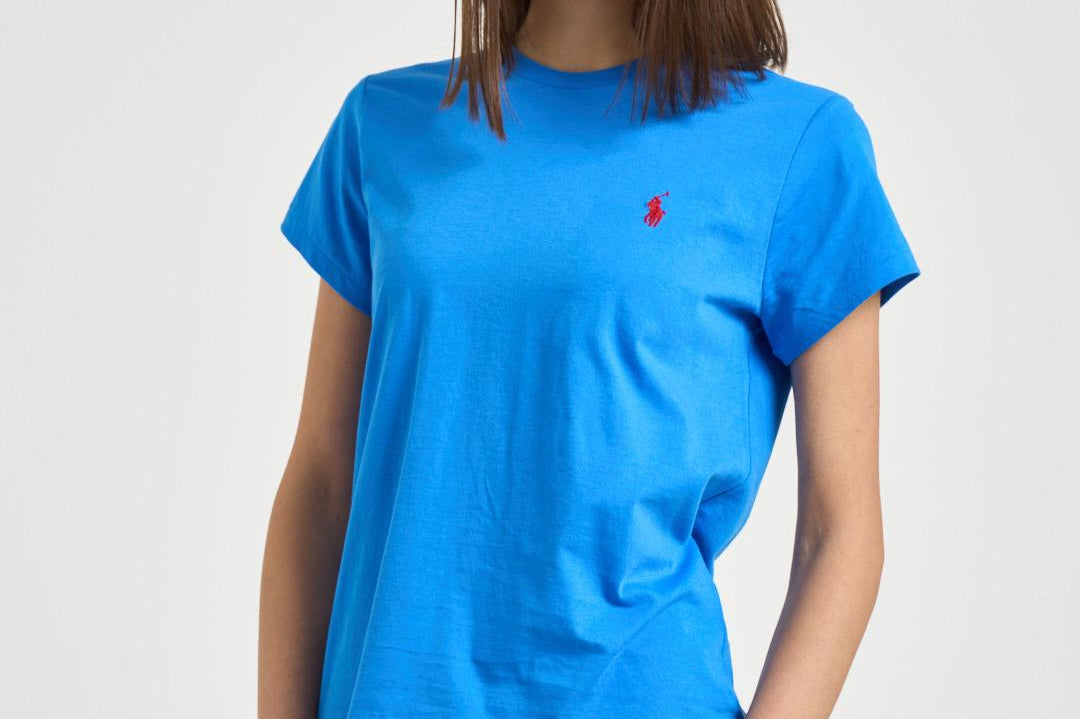 T-shirt donna girocollo azzurro 211B14605 004 RALPH LAUREN 
