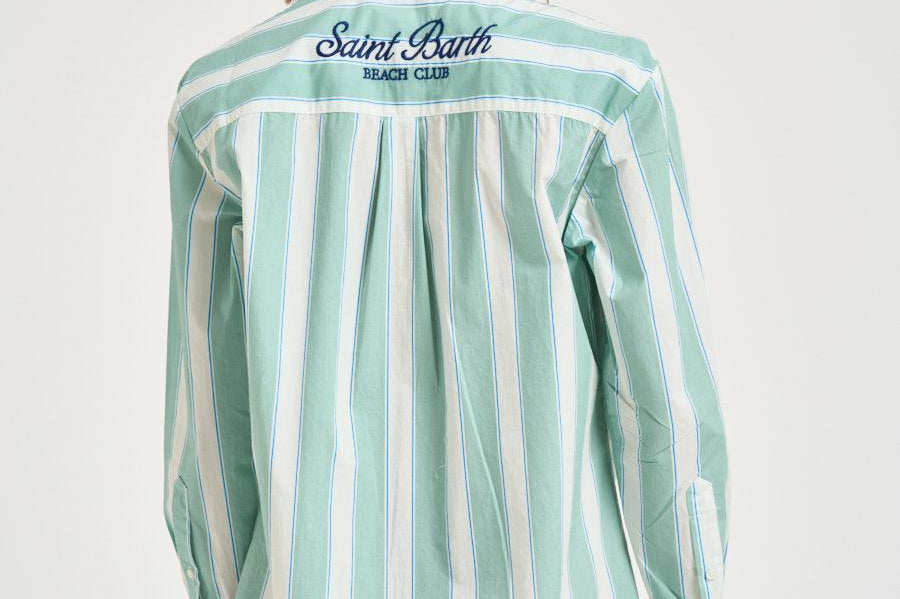 Camicia donna a righe acqua marina BRIG001 5317 MC2 SAINT BARTH 