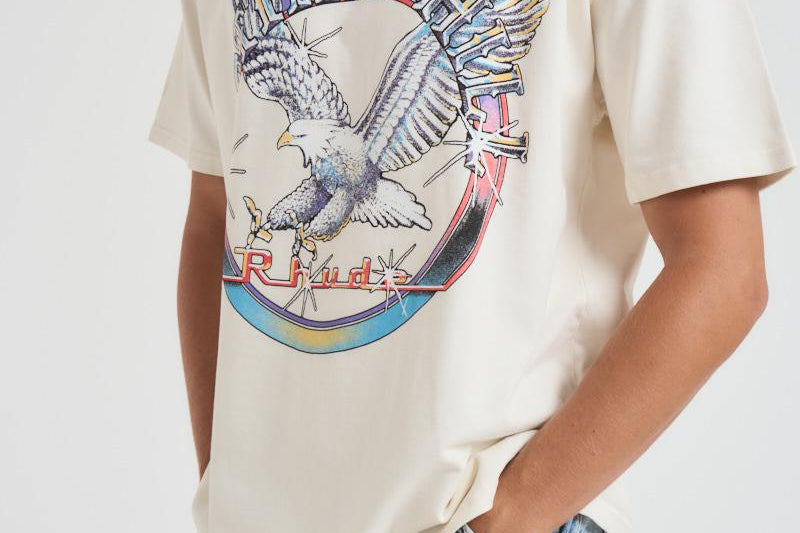 T-shirt uomo girocollo bianca con stampa TT13012 VINTAGEWHITE0028 RHUDE 