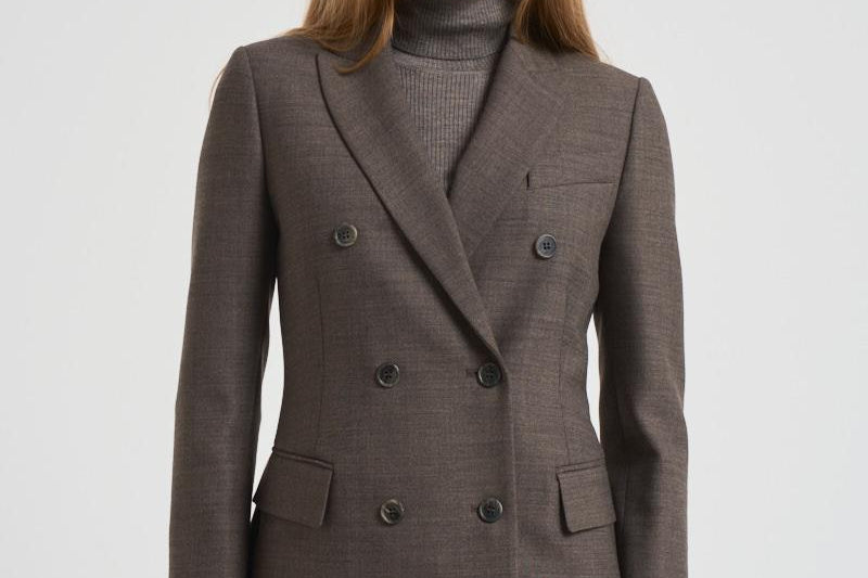 Giacca donna doppiopetto Powo tortora D420021X POWO024CASTAGNA P.a.r.o.s.h. 