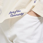 Camicia uomo avorio con ricami blu LDM410216 215477IVORY/BLUPRINT LES DEUX 