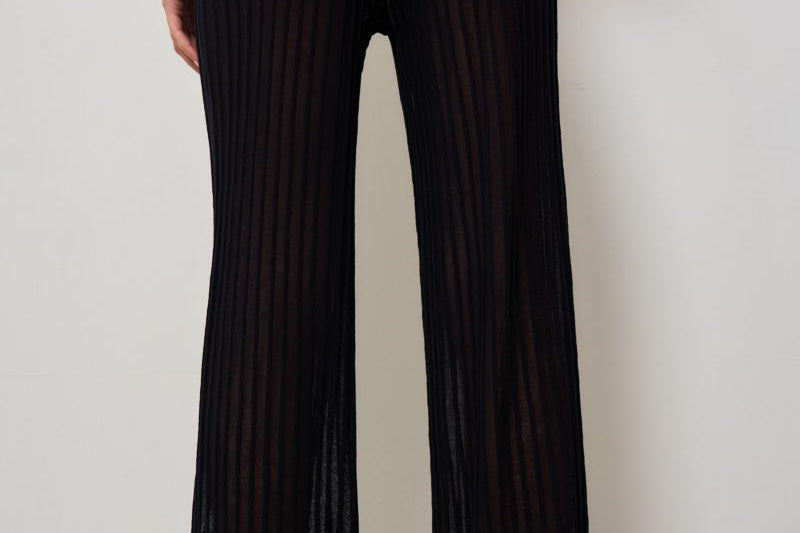 Pantalone donna semitrasparente a costine nero 105150 A2LSZ99 PINKO 