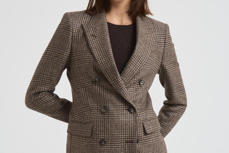 Giacca donna doppiopetto J Parigi pied de poule marrone JPARIGI10B 440010MORO TAGLIATORE 