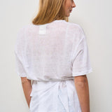 T-shirt donna girocollo lino bianca S5SJ13 A01 SEMICOUTURE 