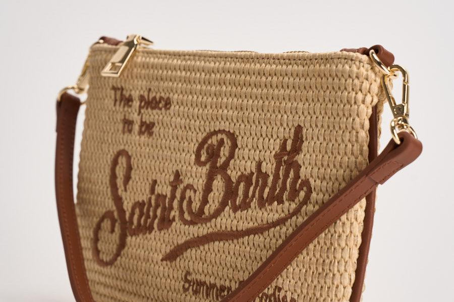 Pochette donna Parisienne Mini beige e marrone PARISIENNEMINISTRAW 00368L MC2 SAINT BARTH 
