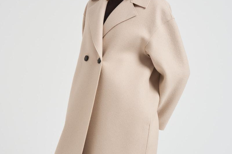 Cappotto donna doppiopetto panna AC1487 MLK120 HARRIS WHARF LONDON 