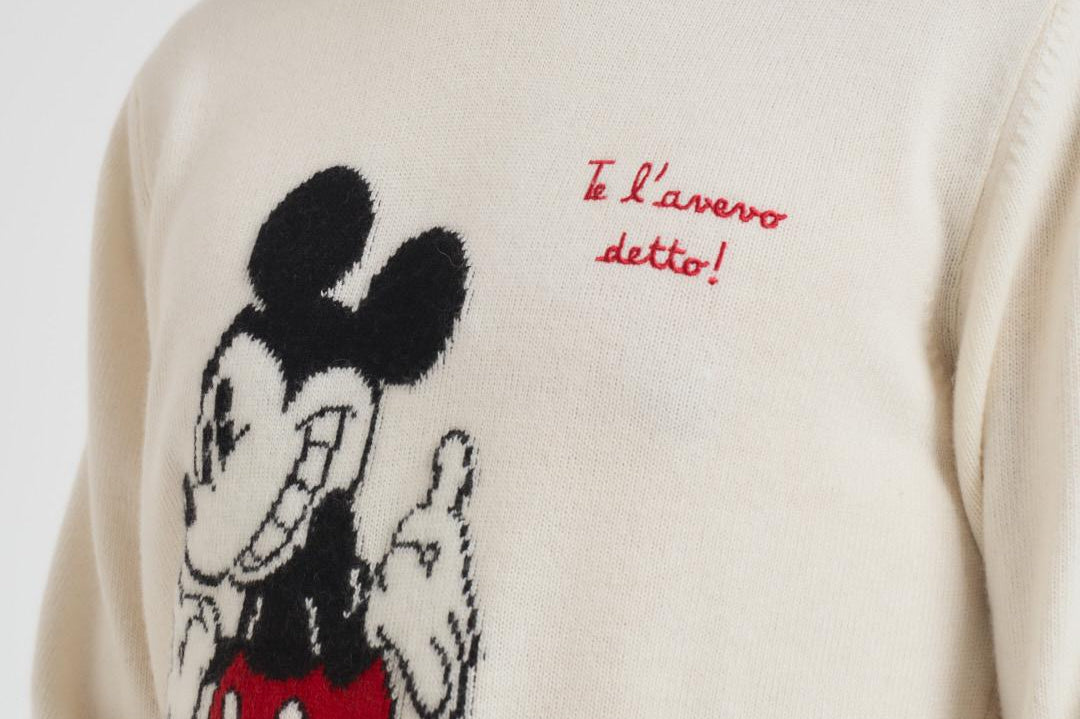 Maglia uomo girocollo Mickey Mouse panna HERON MKYDETTO10EMB MC2 SAINT BARTH 