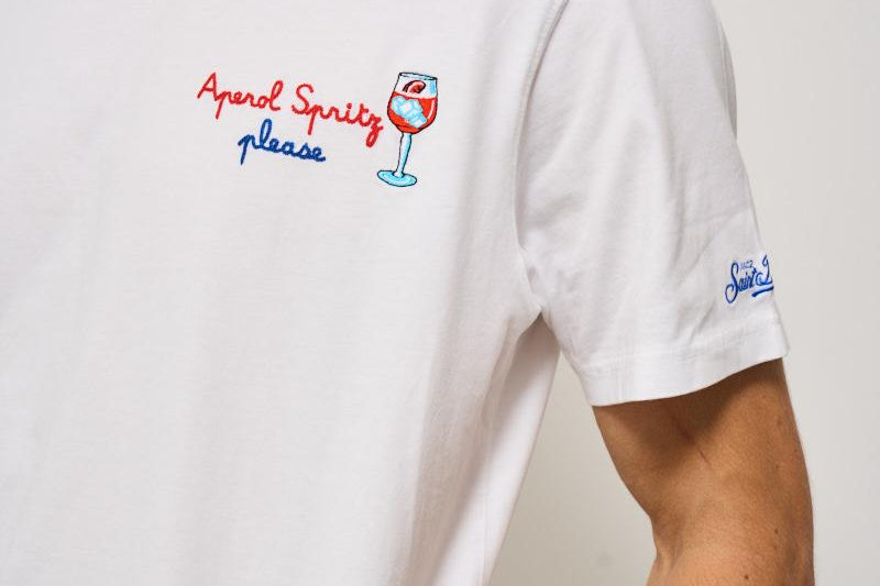 T-shirt uomo bianca con Spritz SPRITZPLEASE 01NEMB MC2 SAINT BARTH 